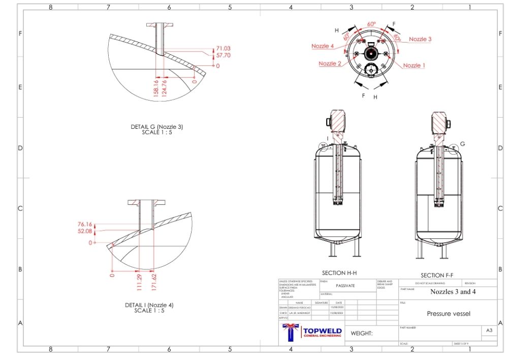 2d parametric CAD design of pressure vessel