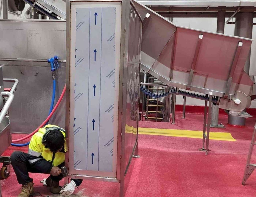 Welding repair of stainless steel processing equipment for food industry plant