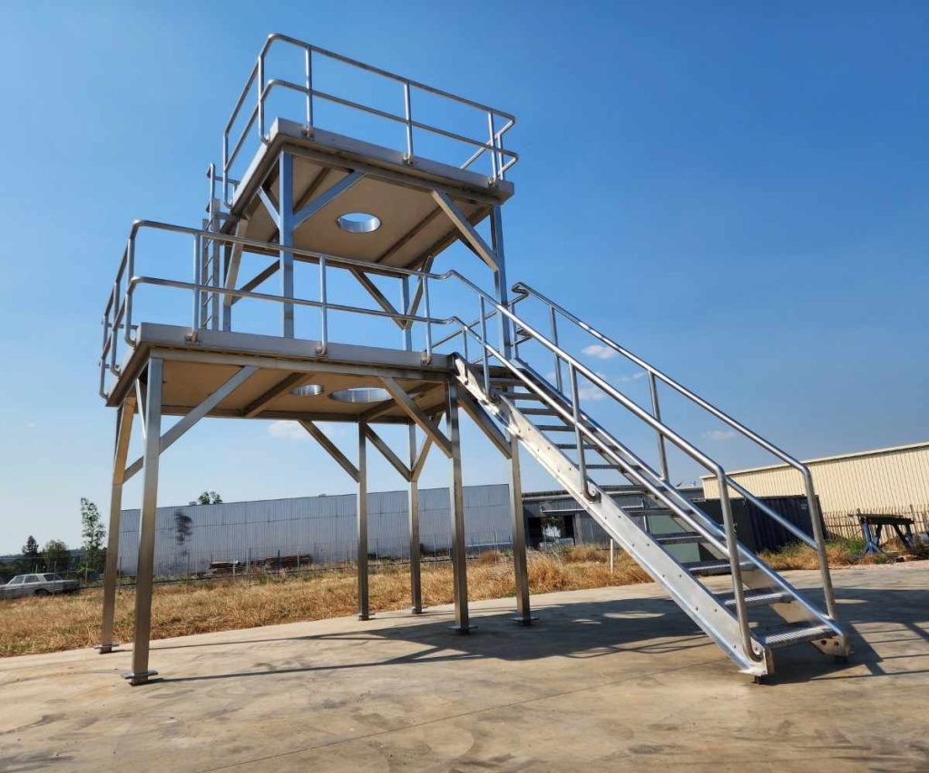 two-level access stainless steel industrial work platform for safe equipment access