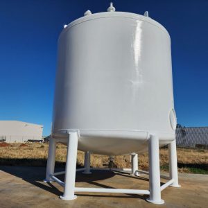 Stainless steel tallow tank designed for safe storage of rendered animal fat in meat processing plants