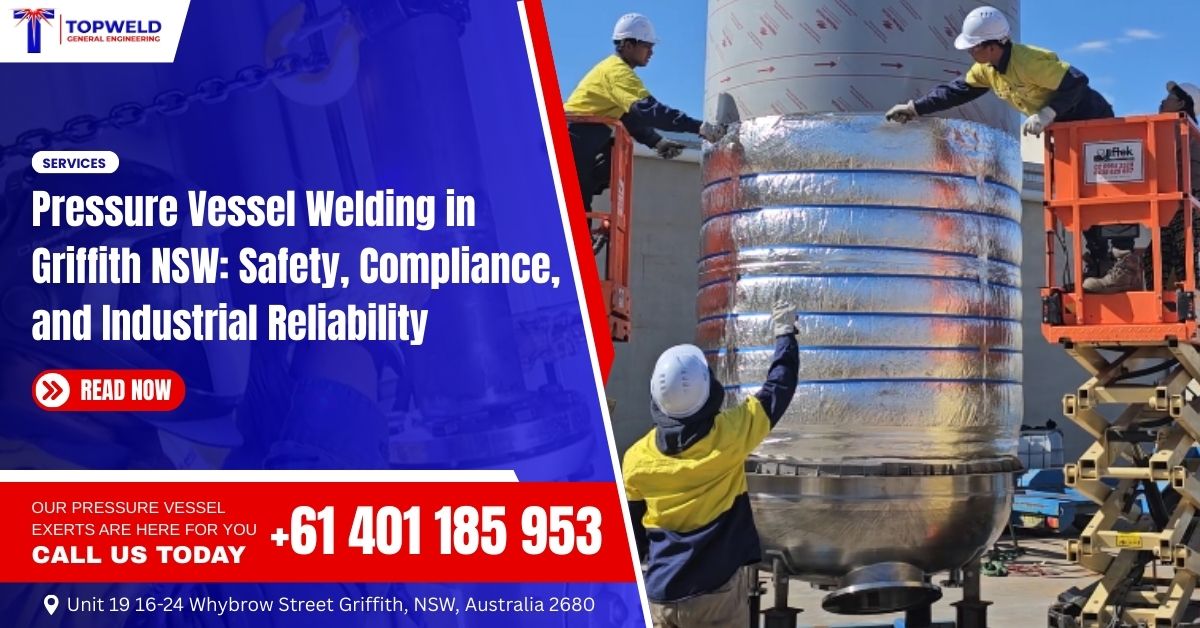 Professional metal fabricators fabricating pressure vessel for a food and beverage company