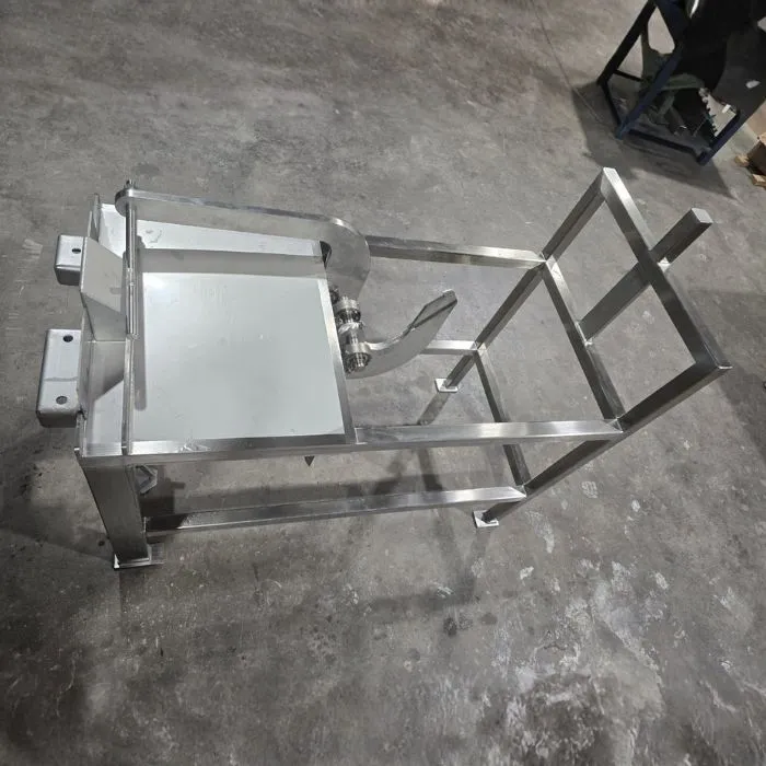 Topweld fabricator fabricating stainless steel structure for head meat cutting machine in abattoir facility NSW