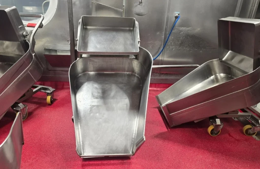 Custom-made Stainless Steel Gut Barrow for meat transportation in abattoir facility